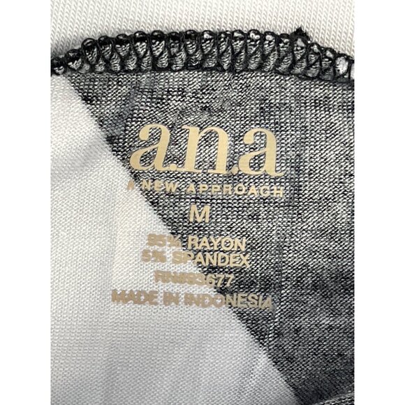 ANA A New Approach Chevron Pull On Maxi Skirt Size Medium Side Slits Black White - Picture 4 of 7